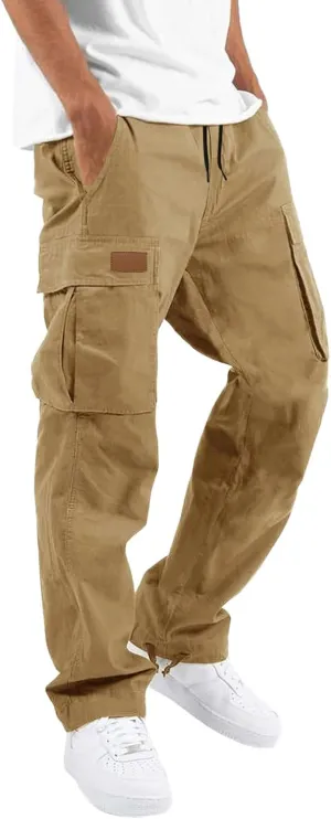 WZIKAI Mens Cargo Pants Casual Joggers Hiking Pants Loose Straight Athletic Workout Sweatpants with Pockets