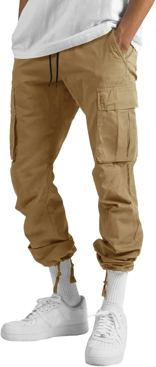 WZIKAI Mens Cargo Pants Casual Joggers Hiking Pants Loose Straight Athletic Workout Sweatpants with Pockets