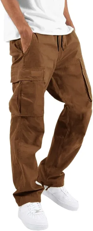 WZIKAI Mens Cargo Pants Casual Joggers Hiking Pants Loose Straight Athletic Workout Sweatpants with Pockets