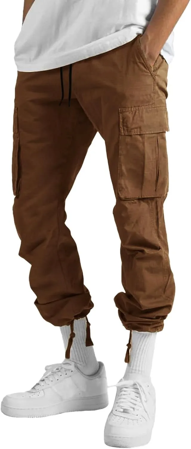 WZIKAI Mens Cargo Pants Casual Joggers Hiking Pants Loose Straight Athletic Workout Sweatpants with Pockets