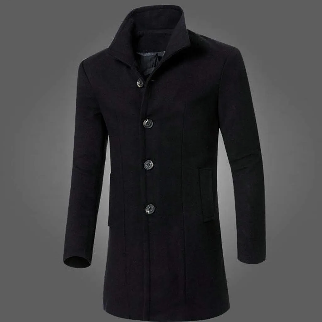 XUNRYAN Teen Boys Trench Coats Long Wool-Blend Peacoats Classic Jackets Winter Fashion Coats Outerwear with Pockets