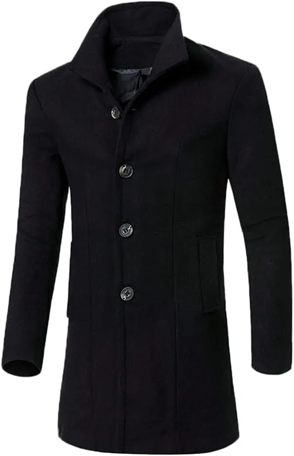XUNRYAN Teen Boys Trench Coats Long Wool-Blend Peacoats Classic Jackets Winter Fashion Coats Outerwear with Pockets