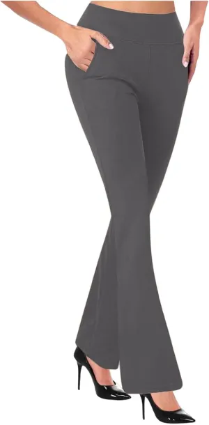 yardsong Dress Pants Women High Waisted Flare Business Casual Work Trousers Bootcut Office Pull On Slacks with Pockets