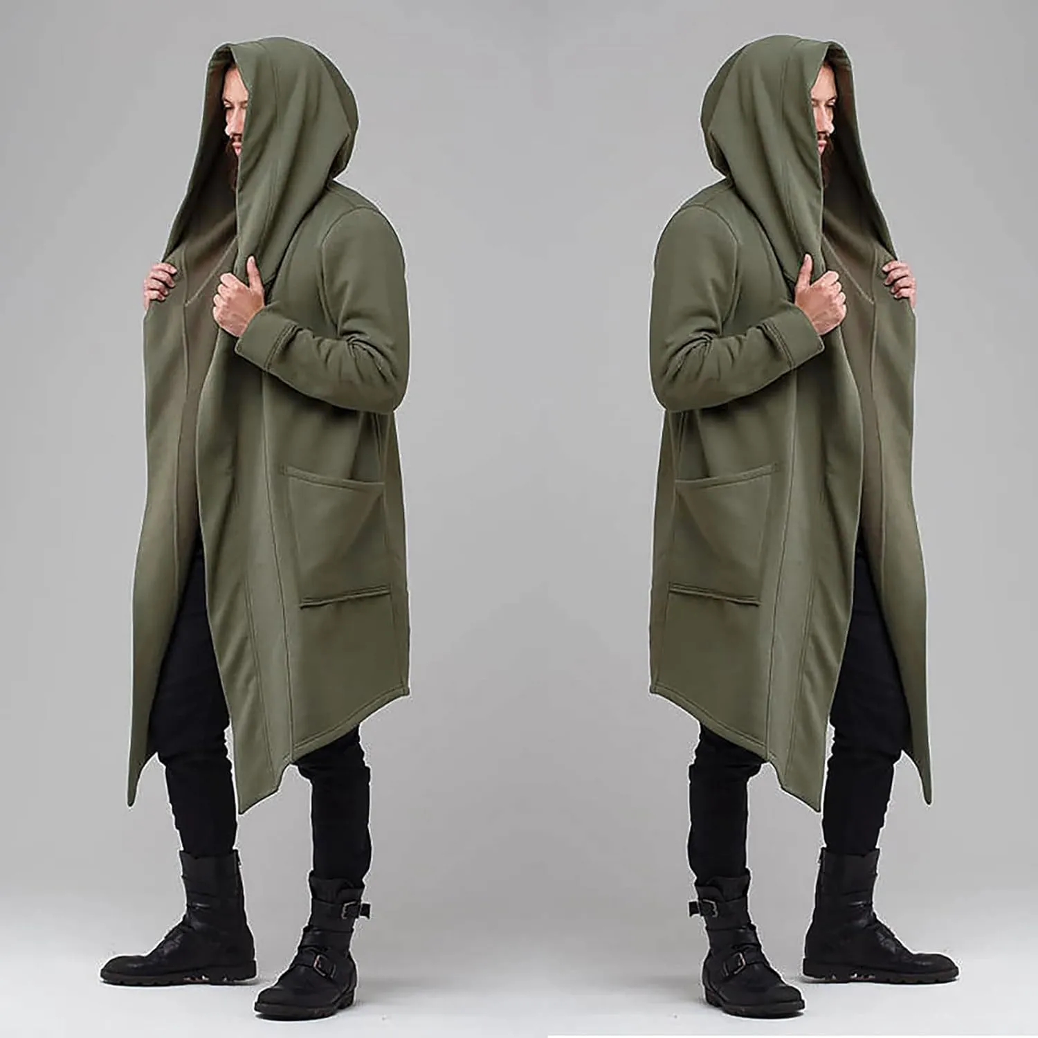 Ymosrh Light Rain Jacket Mens Men's Slim Long Hooded Cardigan Warm Woolen Coat Jacket Jackets for Men Waterproof