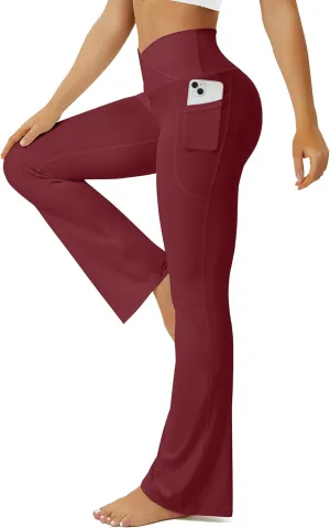 Yoga Pants Women, Flare Leggings for Women with Pockets Crossover High Waisted Bootcut Yoga Pants