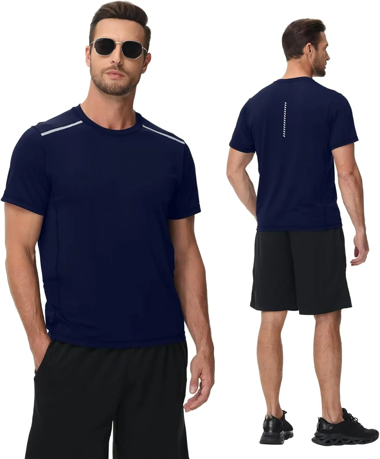 Yundobop Men's Athletic Workout T-Shirt Breathable Short Sleeve UPF 50  Running Tee