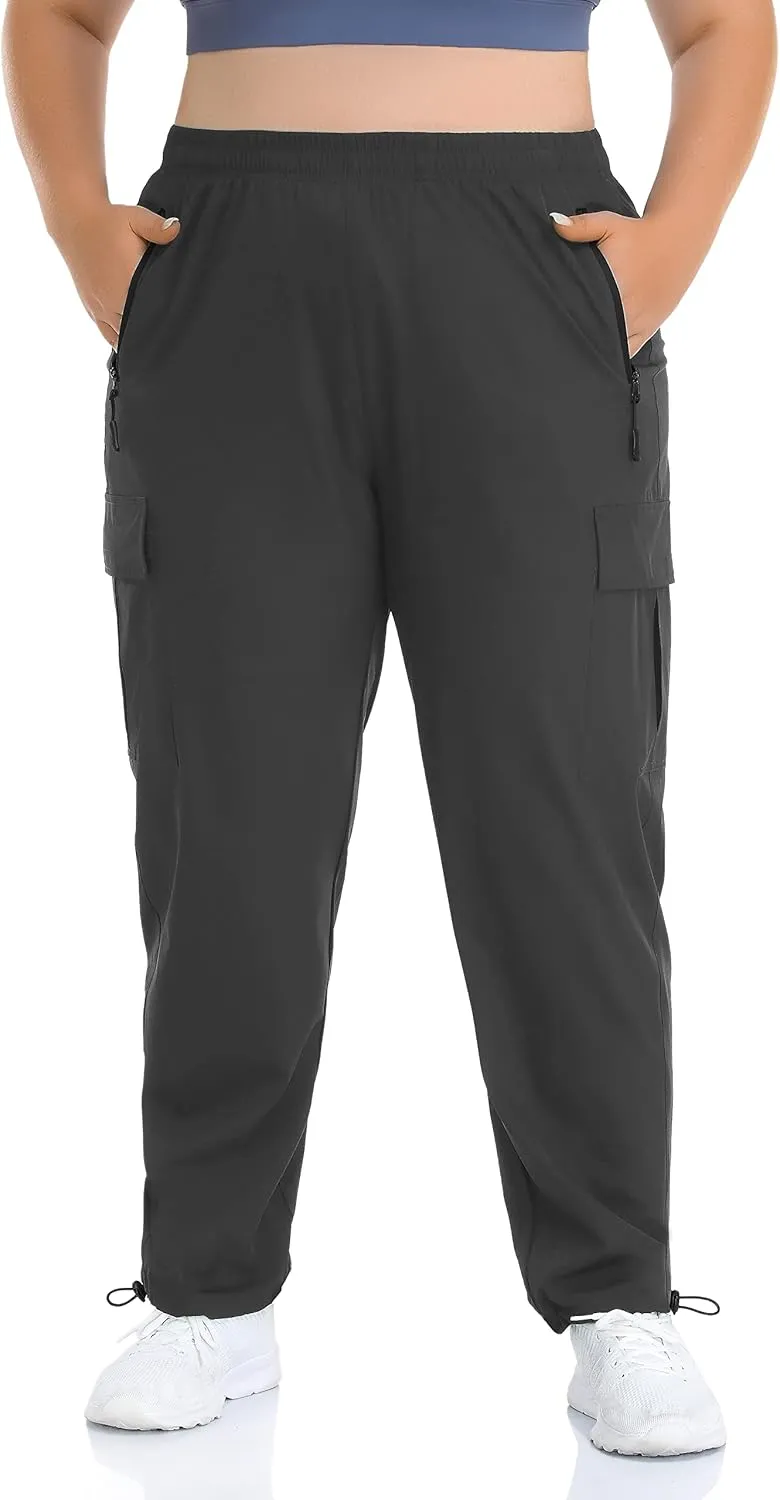 ZERDOCEAN Women's Plus Size Outdoor Active Hiking Pants Lightweight Quick Dry Athletic Pants Zipper Pockets