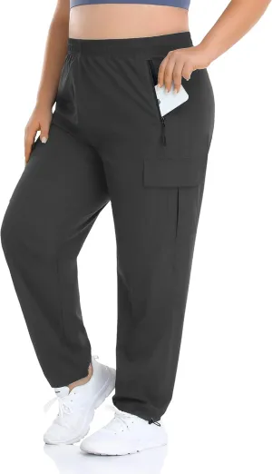 ZERDOCEAN Women's Plus Size Outdoor Active Hiking Pants Lightweight Quick Dry Athletic Pants Zipper Pockets