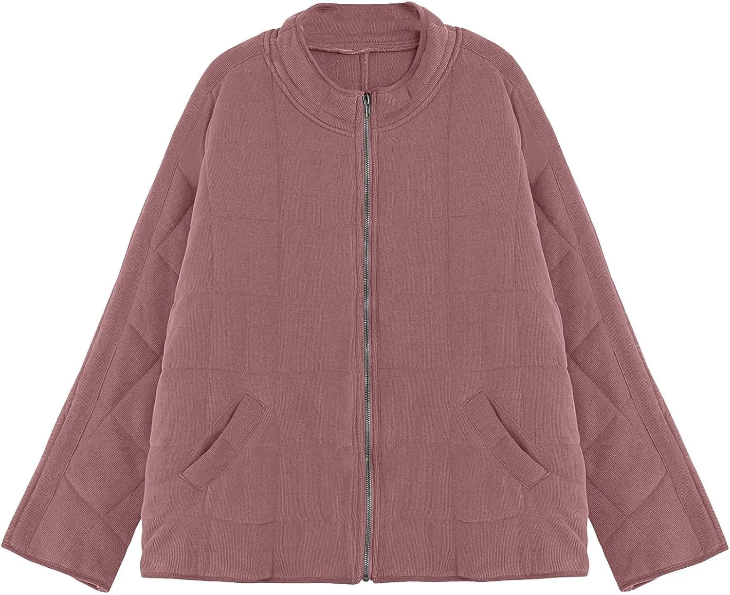 Zip Up Women's Diamond Quilted Jackets Warm Winter 2023 Western Quilted Coats Classic Long Sleeve Cotton Padded Down